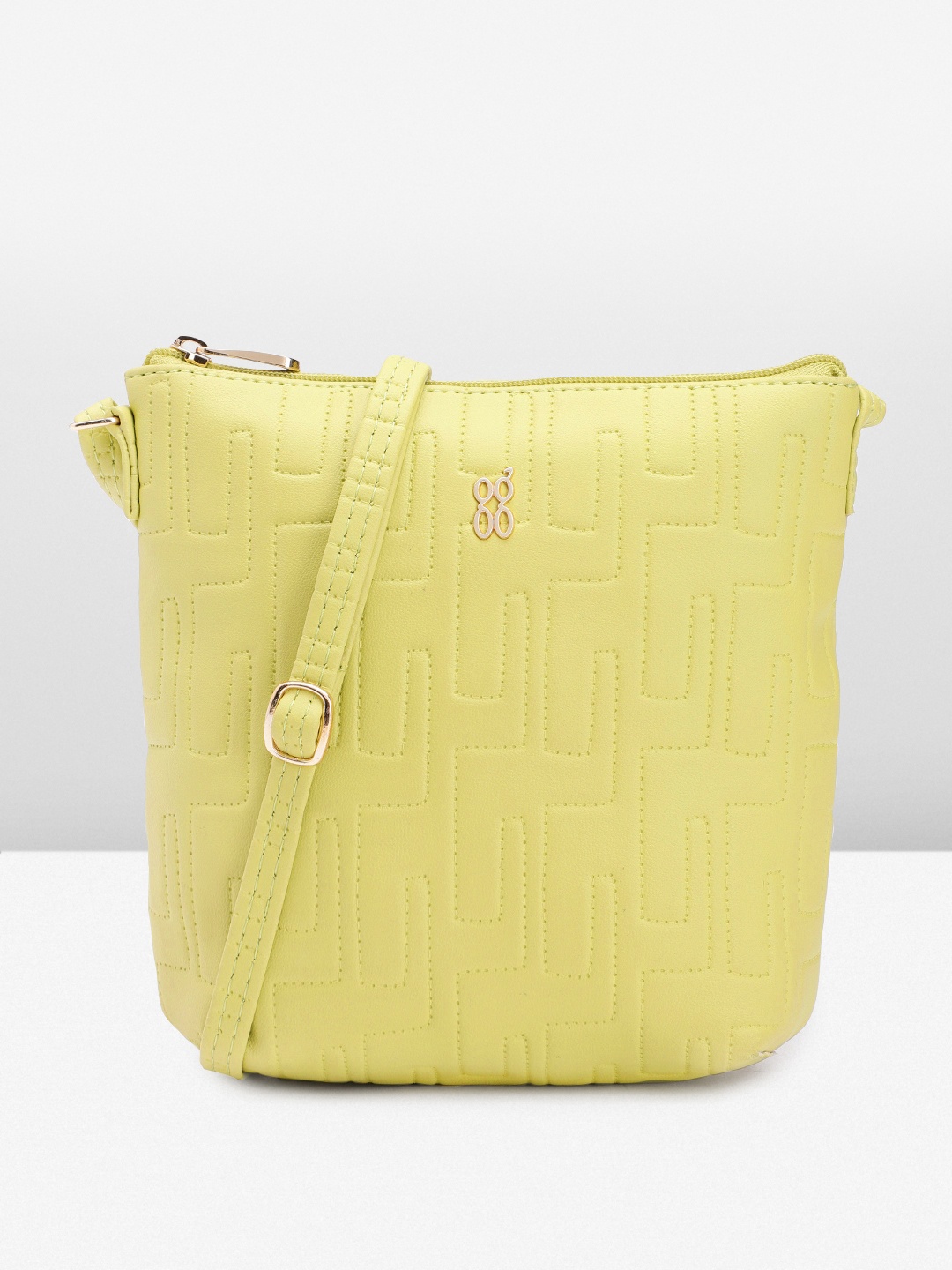 

Baggit Structured Sling Bag with Stitch Detail, Lime green