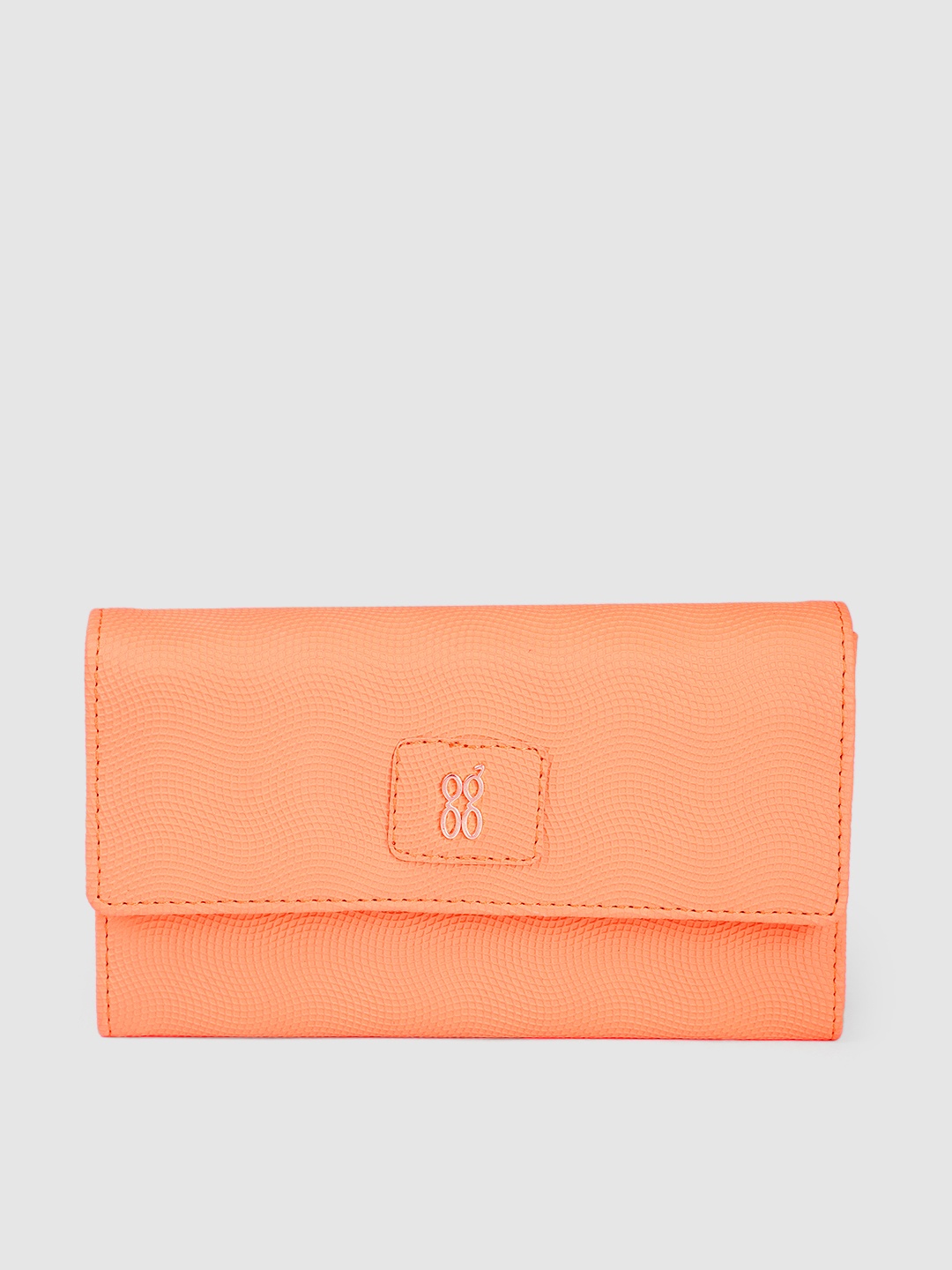 

Baggit Women Geometric Textured PU Envelope Wallet, Orange