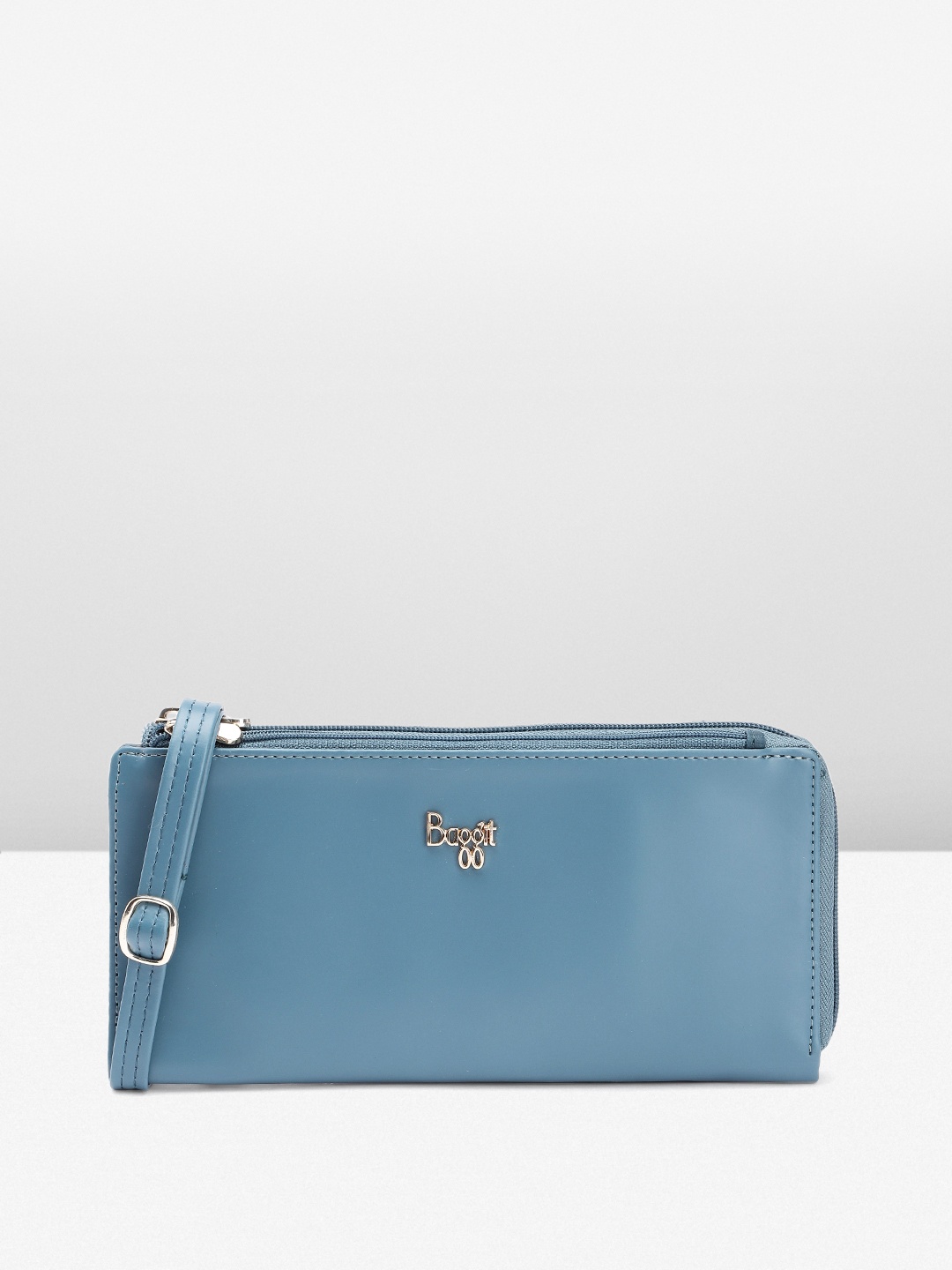 

Baggit Women Zip Around Wallet with Sling Strap, Blue