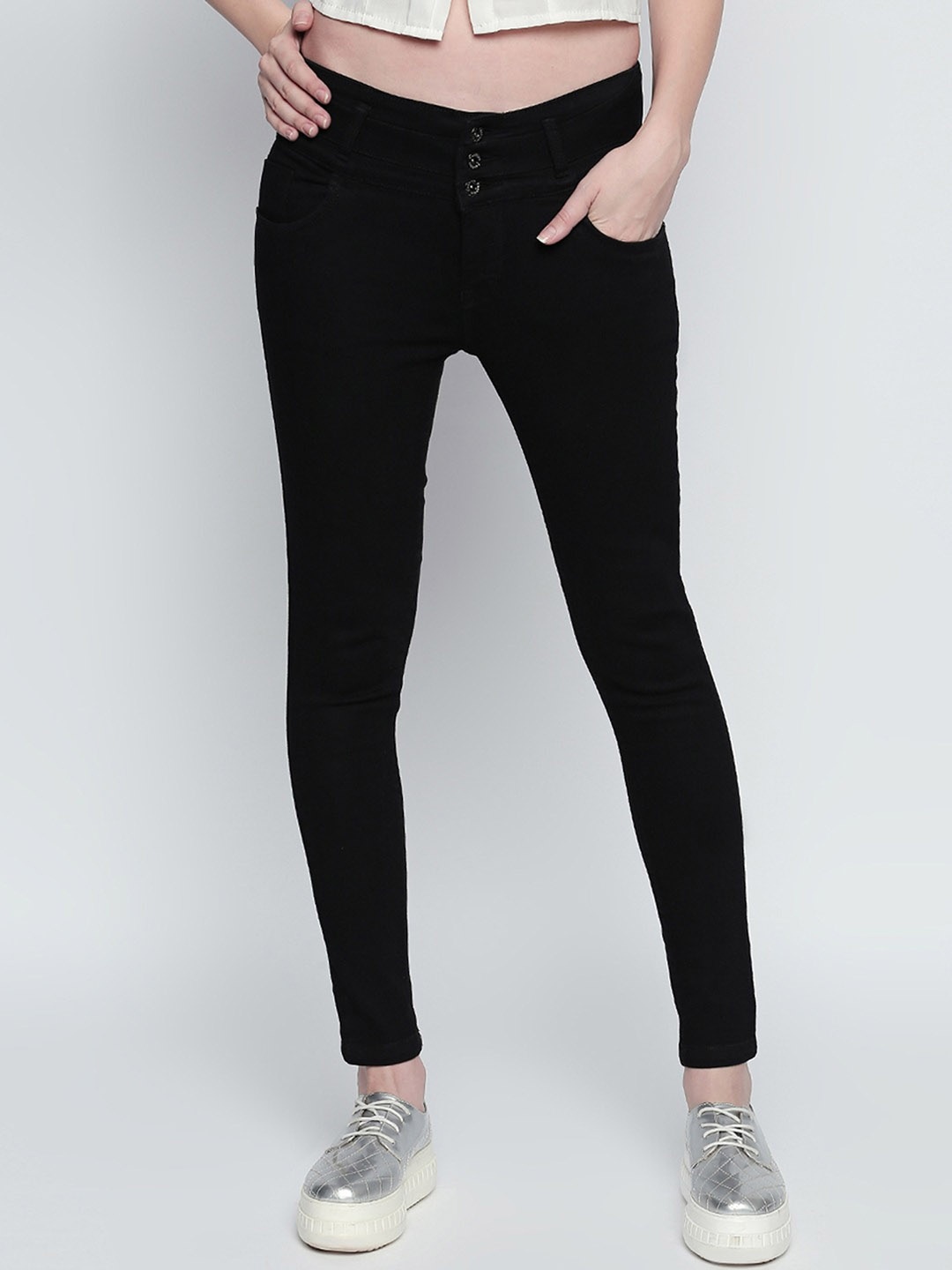 

High Star Women Slim Fit High-Rise Stretchable Jeans, Black
