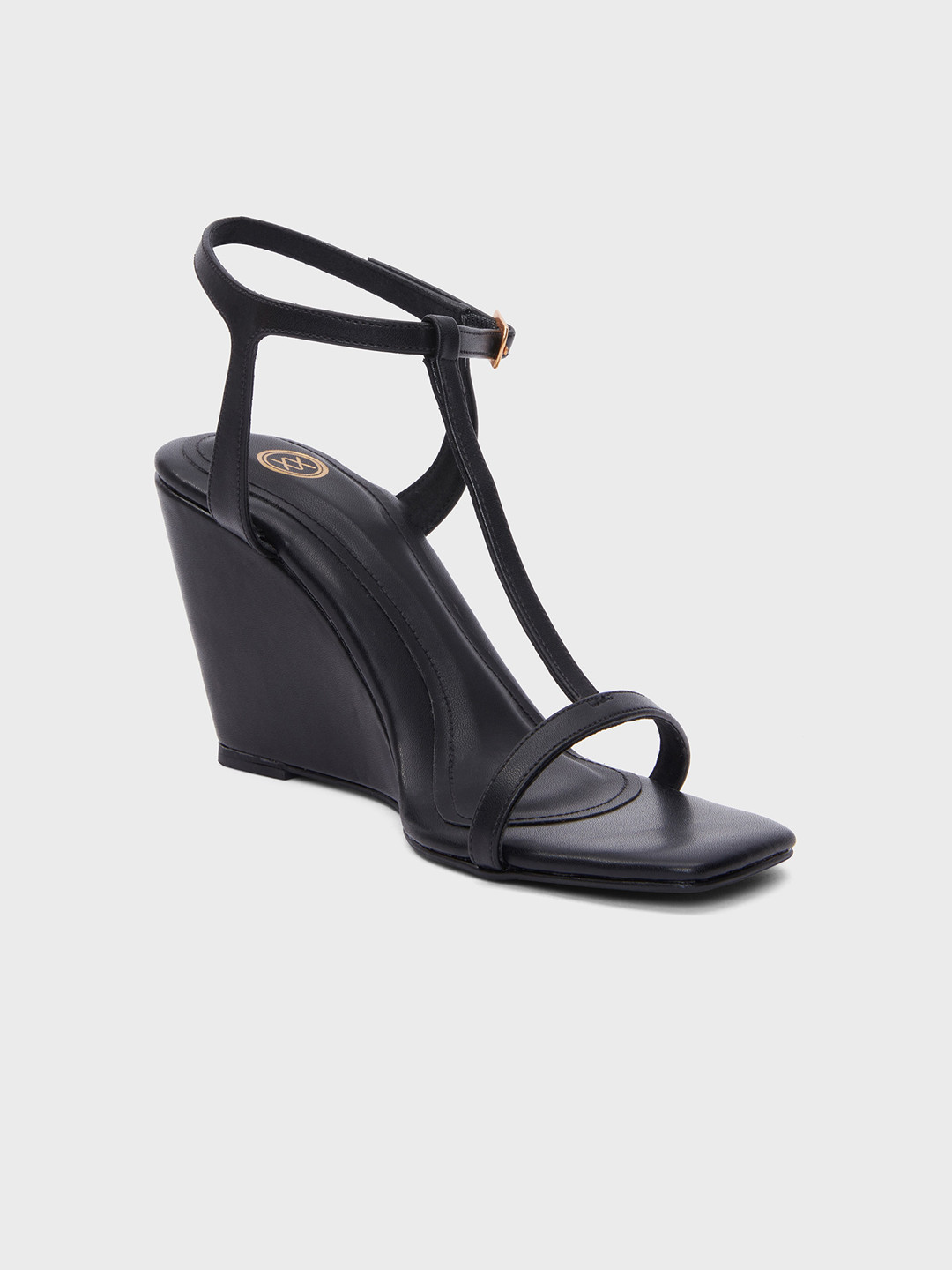 

20Dresses Open Toe T -Strap Wedges With Ankle Loop, Black