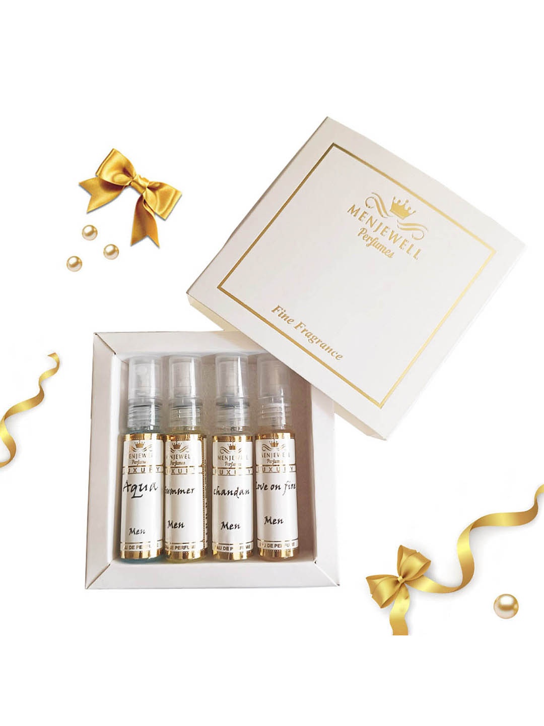 

Menjewell Luxury Men Set of 4 Eau De Parfum - 10 ml Each, White