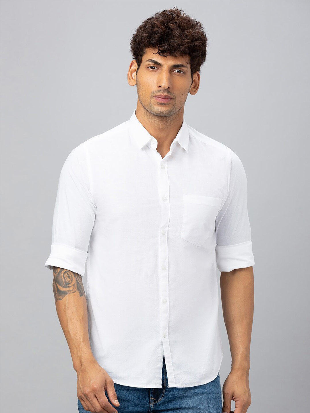 

Globus Spread Collar Pure Cotton Casual Shirt, White