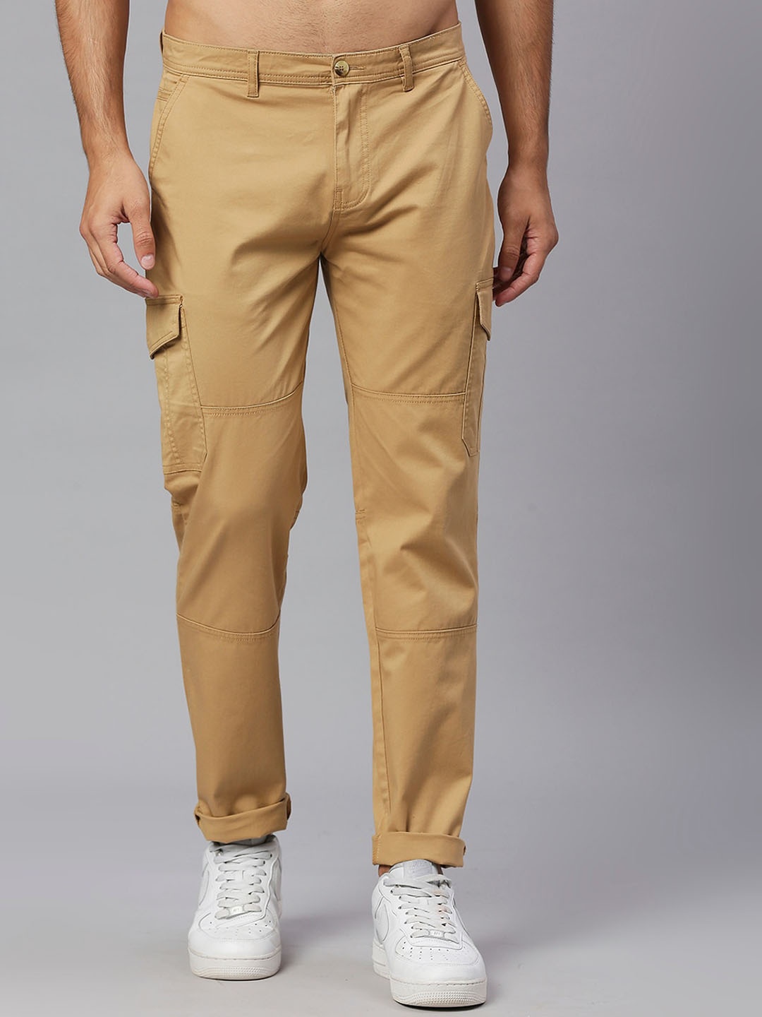 

Thomas Scott Men Smart Slim Fit Cargos Trousers, Beige