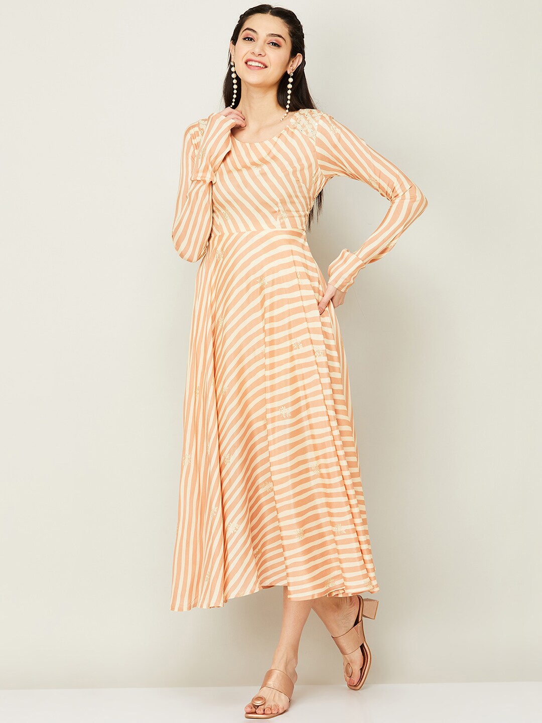 

Melange by Lifestyle Striped Midi Dress, Coral