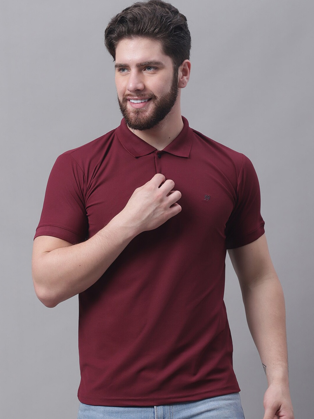 

39 THREADS Polo Collar T-shirt, Maroon