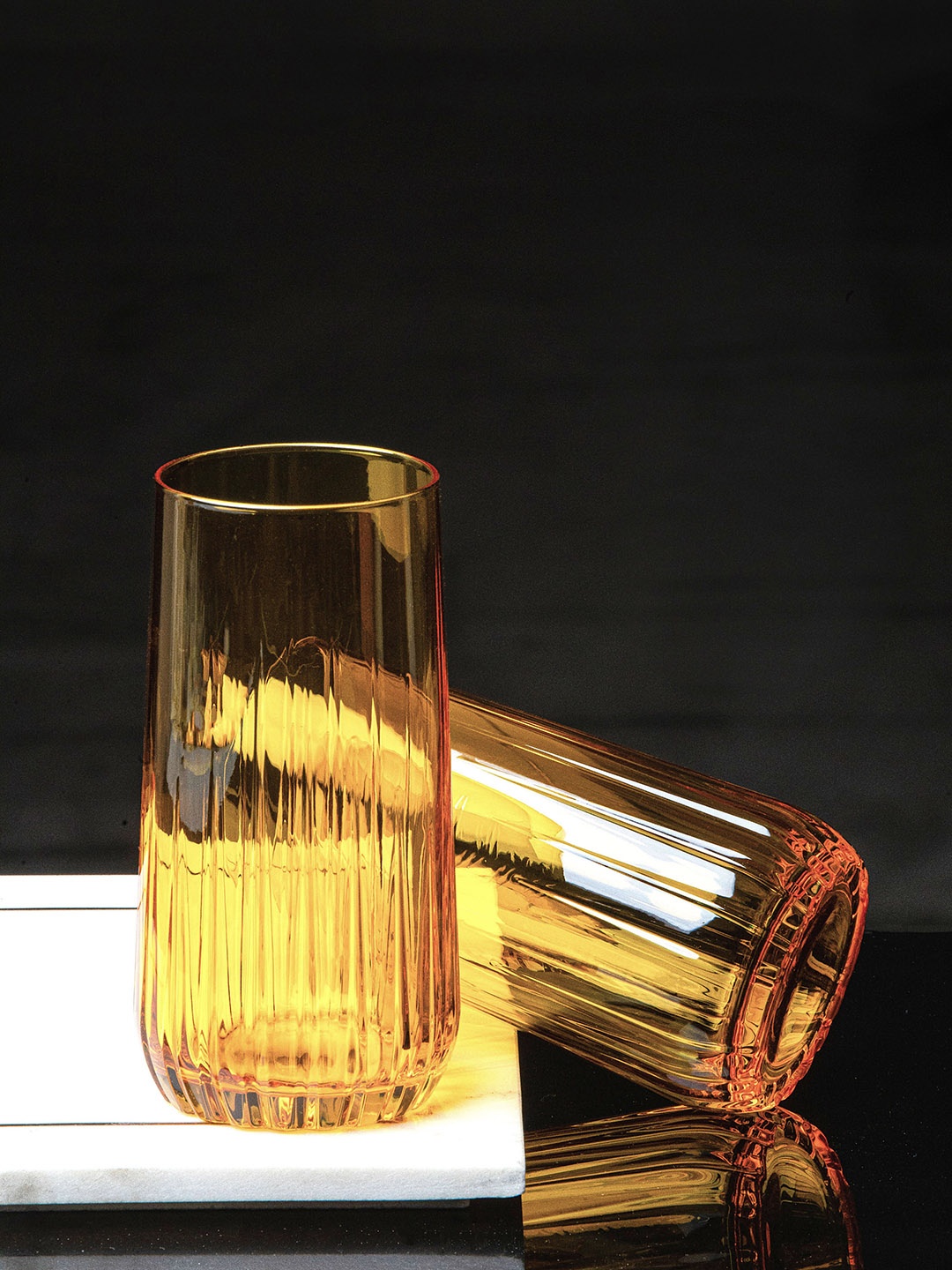 

Pasabahce Yellow 6 Pieces Textured Glass Nova Tumblers - 360 ML Each