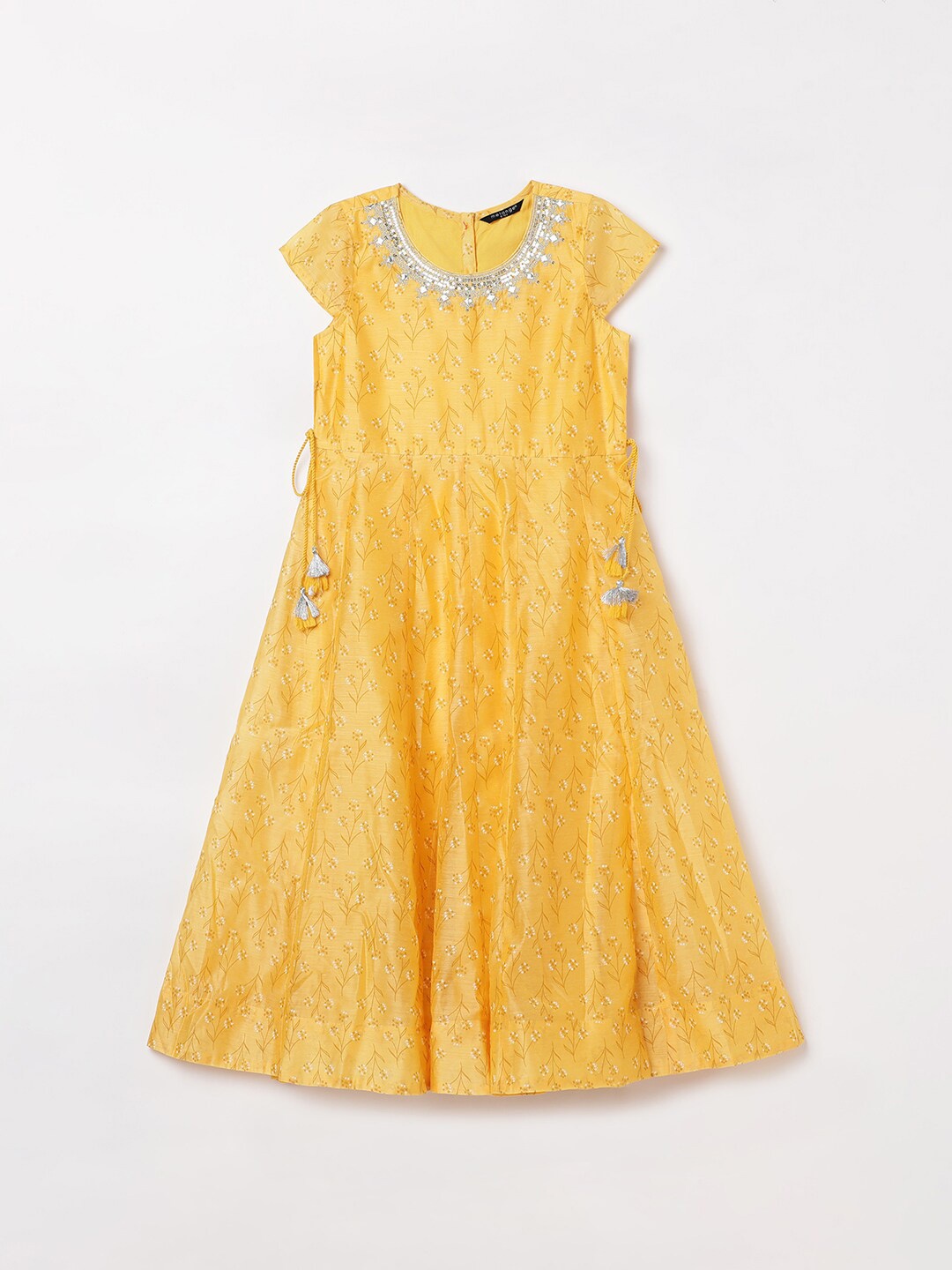 

Melange by Lifestyle Round Neck Sequined A-Line Dress, Yellow