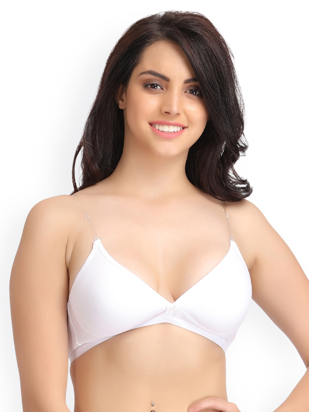 

Clovia White Solid Non-Wired Non Padded Plunge Bra BR0672P18