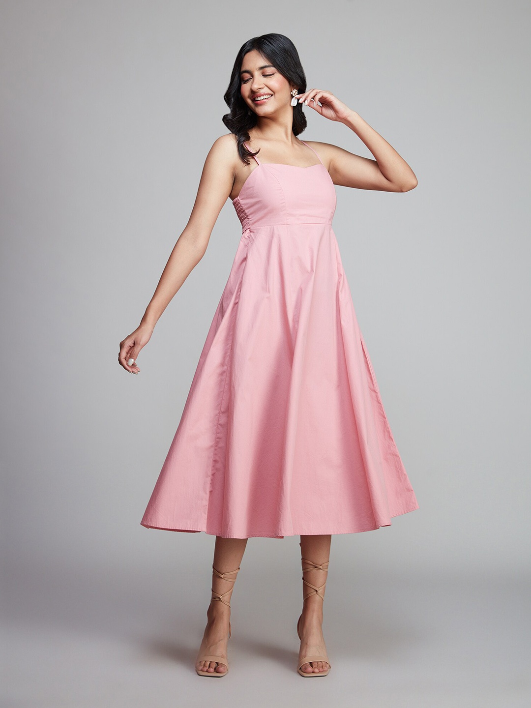 

20Dresses Shoulder Straps Midi Dress, Pink