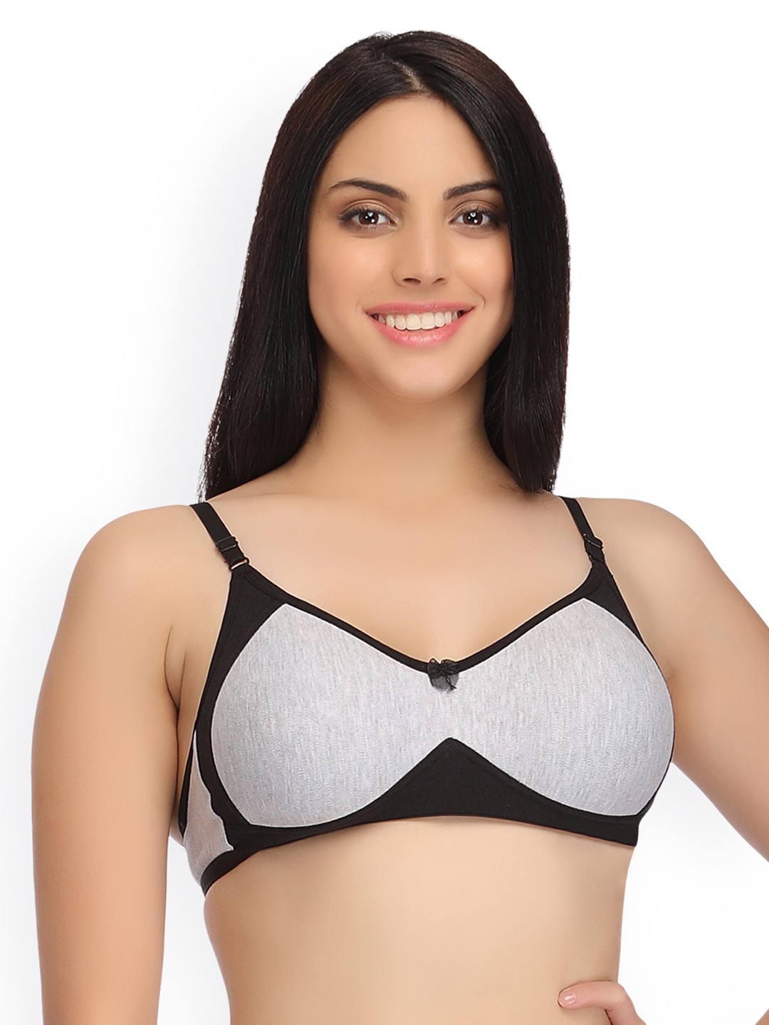 

Clovia Full Cup Non-Padded Wirefree T-Shirt Bra With Contrast Color - Black