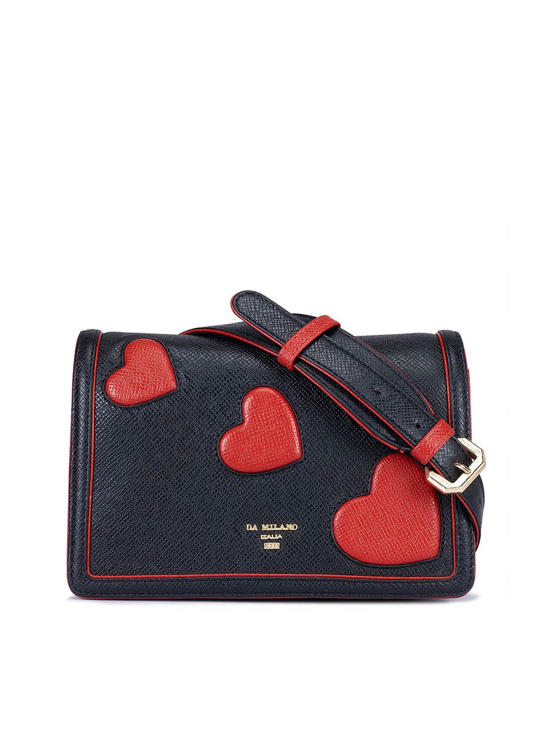 

Da Milano Textured Leather Structured Satchel, Black