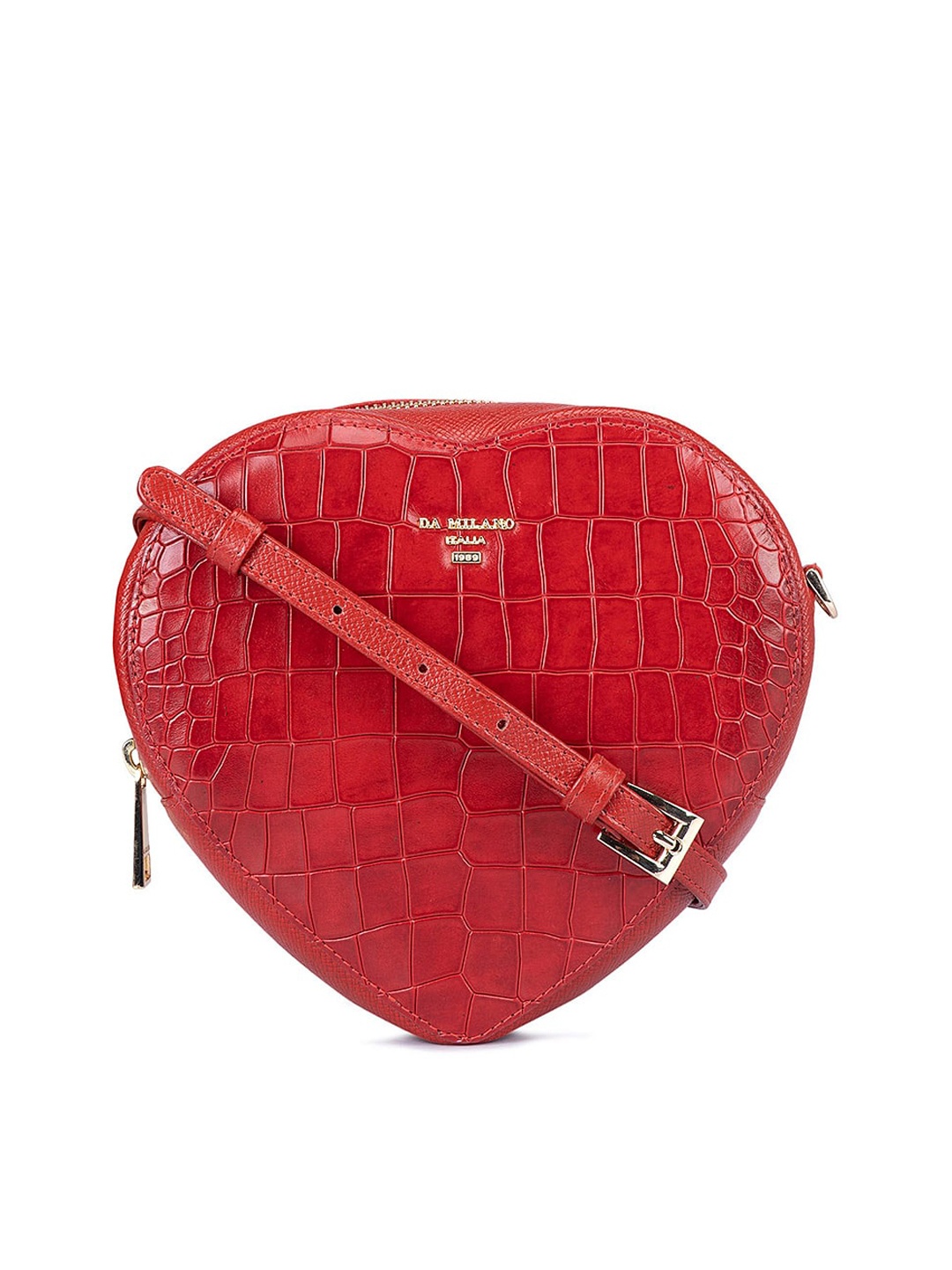 

Da Milano Textured Structured Sling Bag, Red