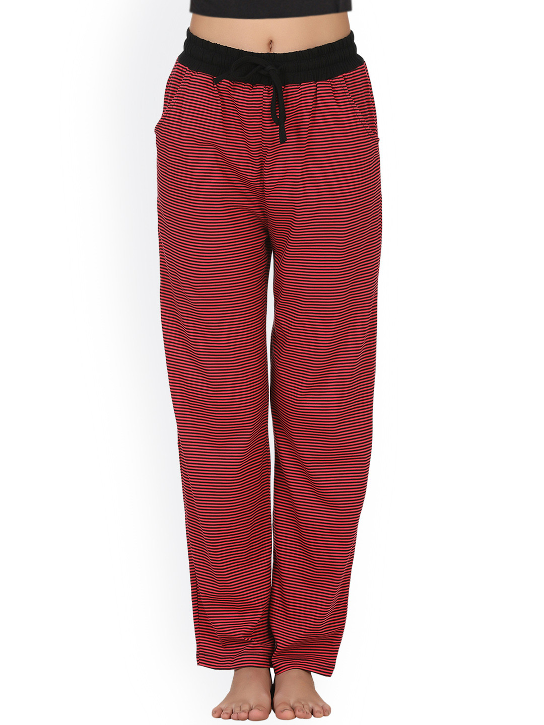 

Clovia Red & Black Striped Pyjamas LB0137P09XL