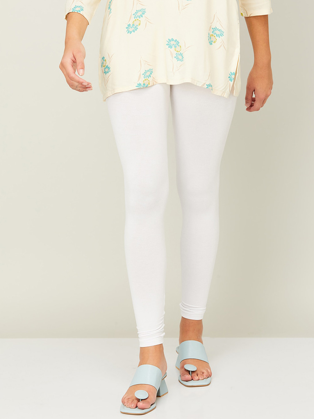 

Melange by Lifestyle Women Cotton Ankle-Length Leggings, White