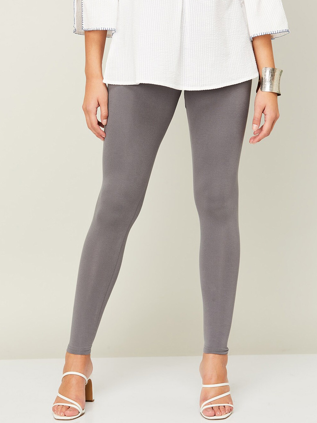 

Melange by Lifestyle Women Cotton Ankle-Length Leggings, Grey