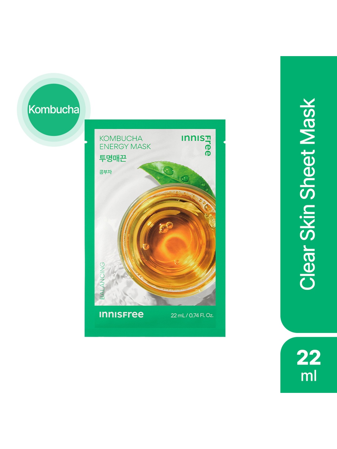 

Innisfree Clarifying Kombucha Squeeze Energy Sheet Mask - 22 ml, White