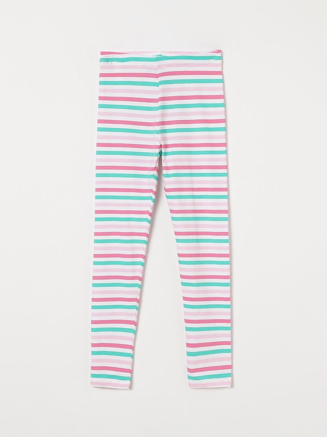 

Fame Forever by Lifestyle Girls Striped Ankle Length Cotton Lycra Leggings, White