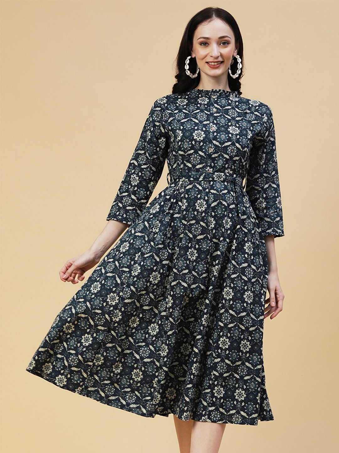 

FASHOR Ethnic Motifs Midi Dress, Teal