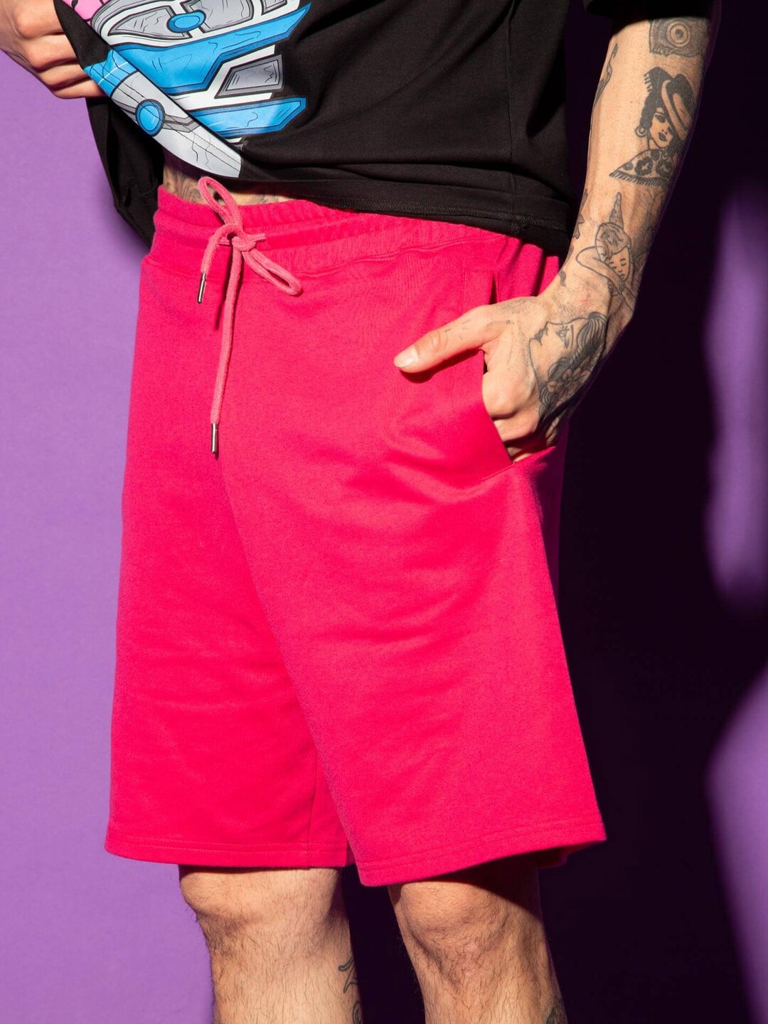 

Bonkers Corner Men Pink Regular Fit Knee Length Cotton Shorts