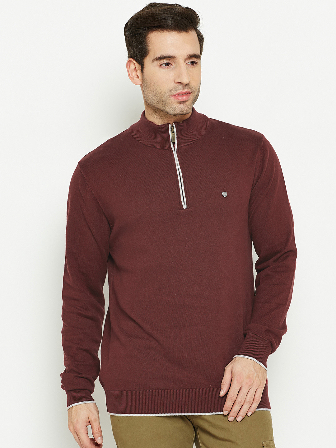 

Blackberrys Men Maroon Solid Sweater