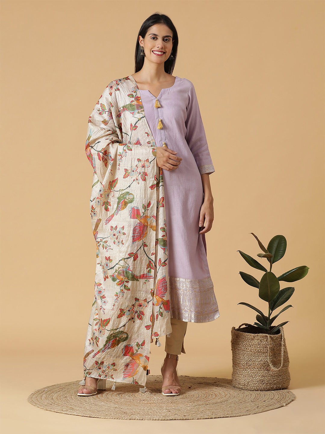 

SHINGORA Woven Design Border & Sleeves Unstitched Dress Material, White