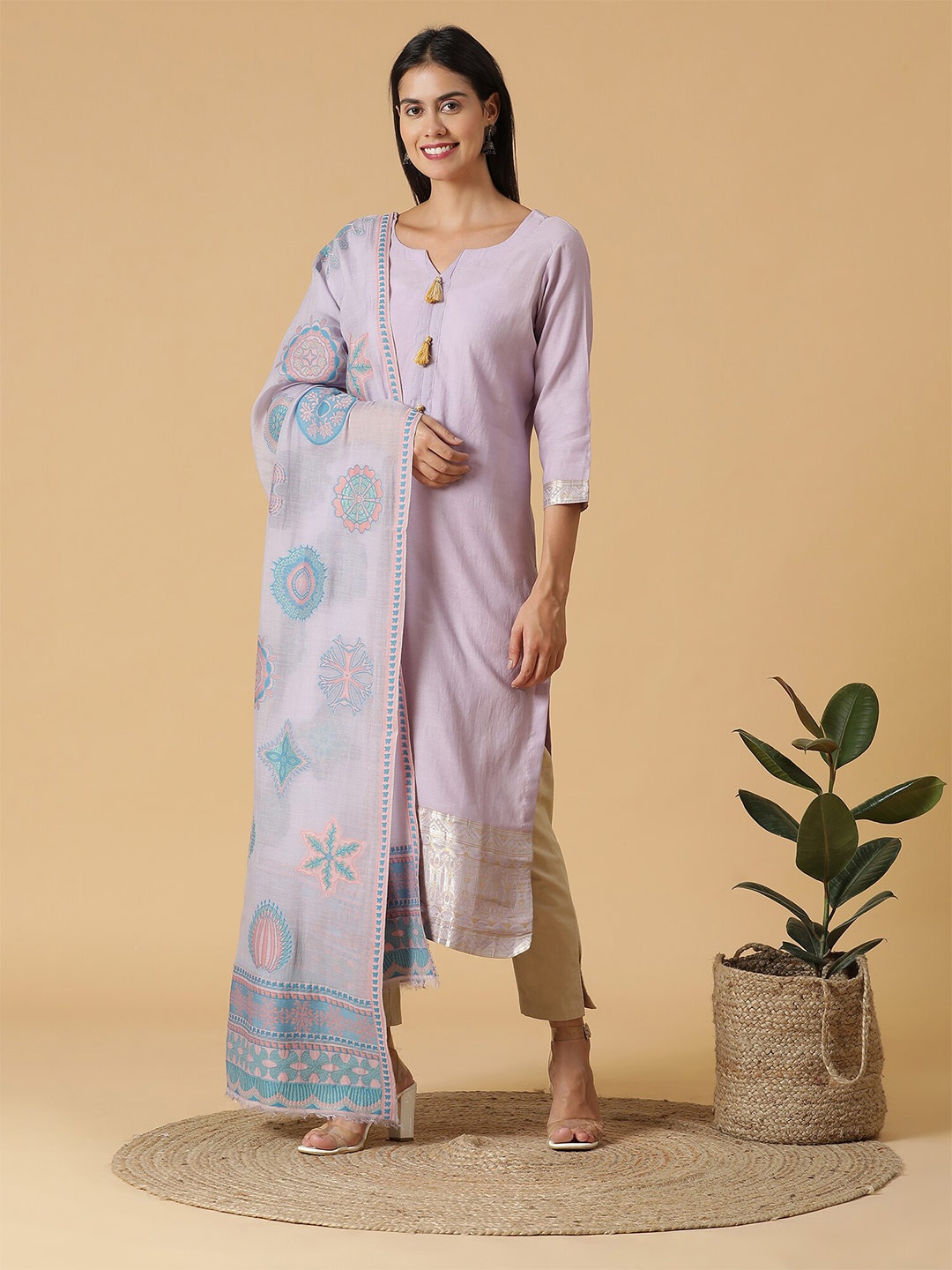 

SHINGORA Woven Design Unstitched Dress Material, Purple