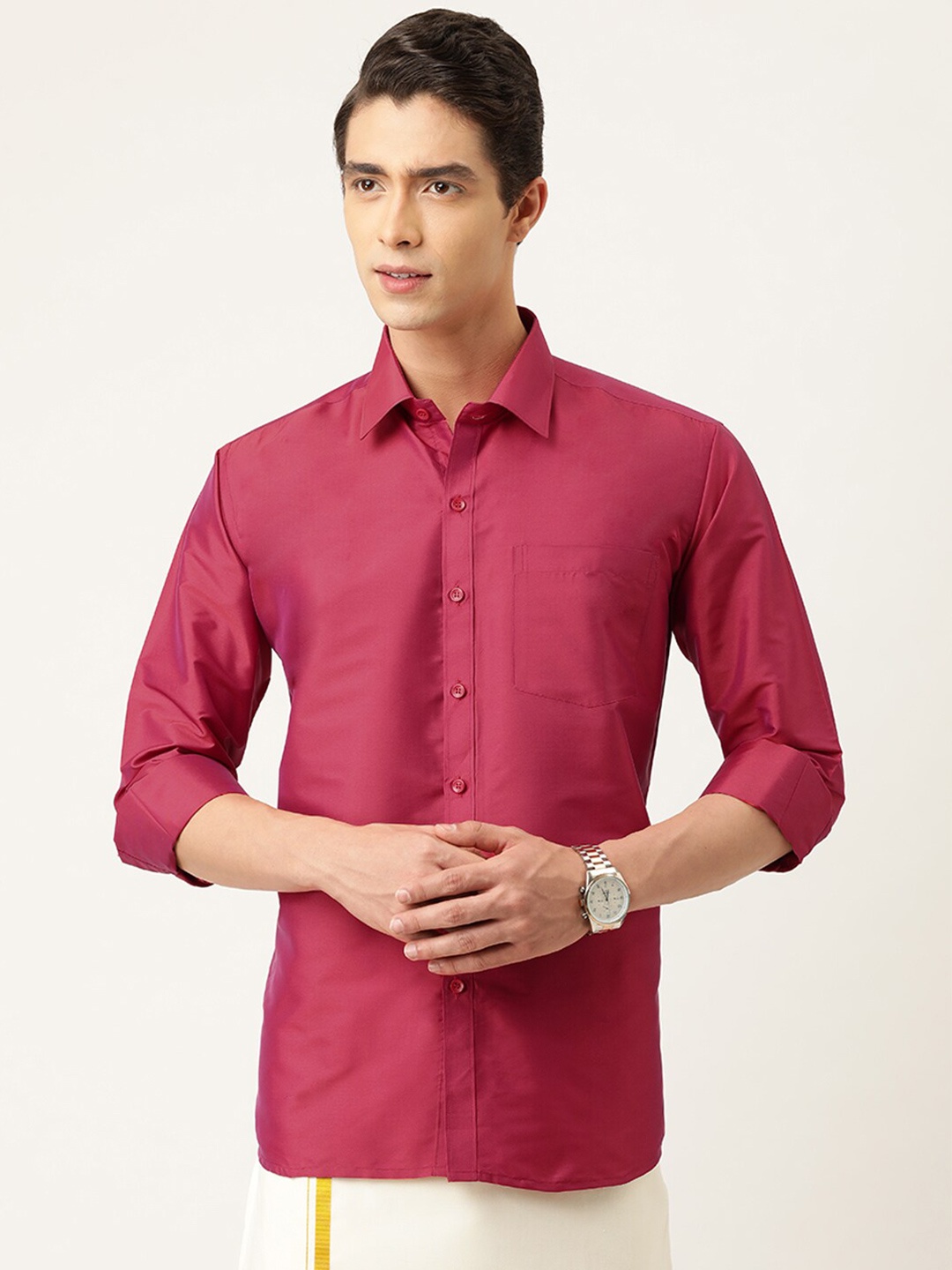 

THANGAMAGAN Men Standard Party Shirt, Red
