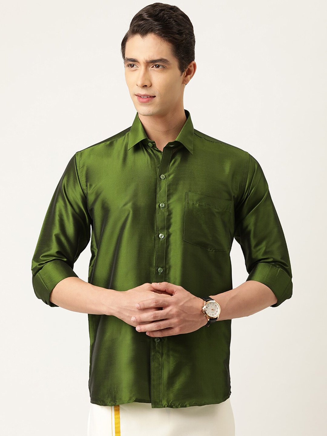 

THANGAMAGAN Men Standard Party Shirt, Green