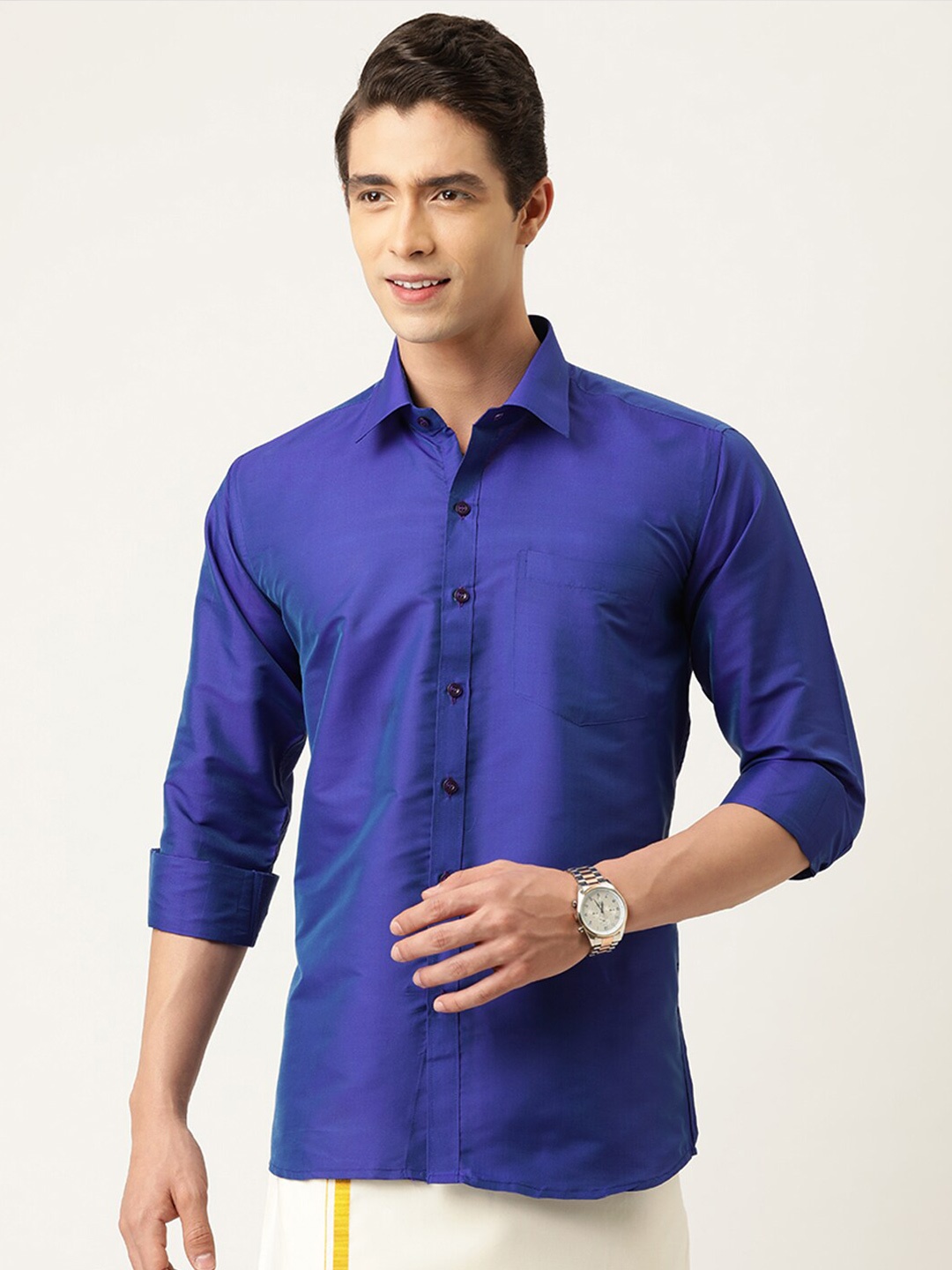 

THANGAMAGAN Men Standard Party Shirt, Blue