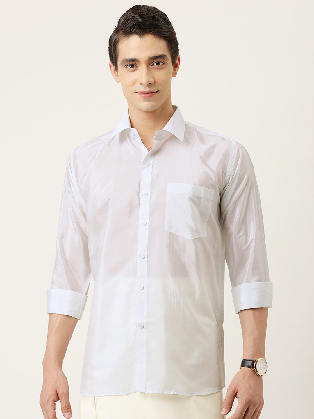 

THANGAMAGAN Standard Ethnic Shirt, White