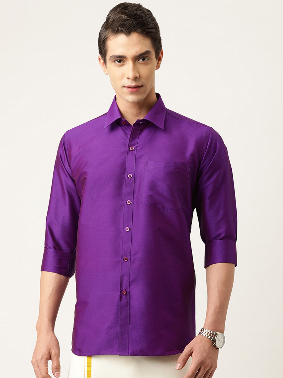 

THANGAMAGAN Standard Ethnic Shirt, Purple