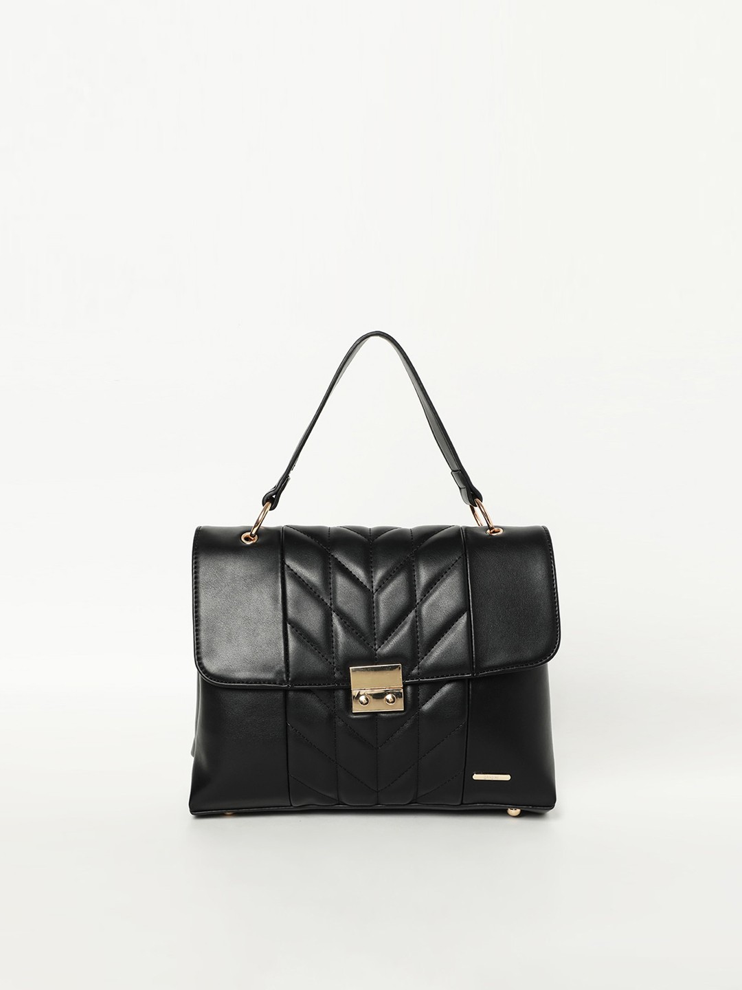 

Ginger by Lifestyle Textured Structured Satchel With Quilted, Black