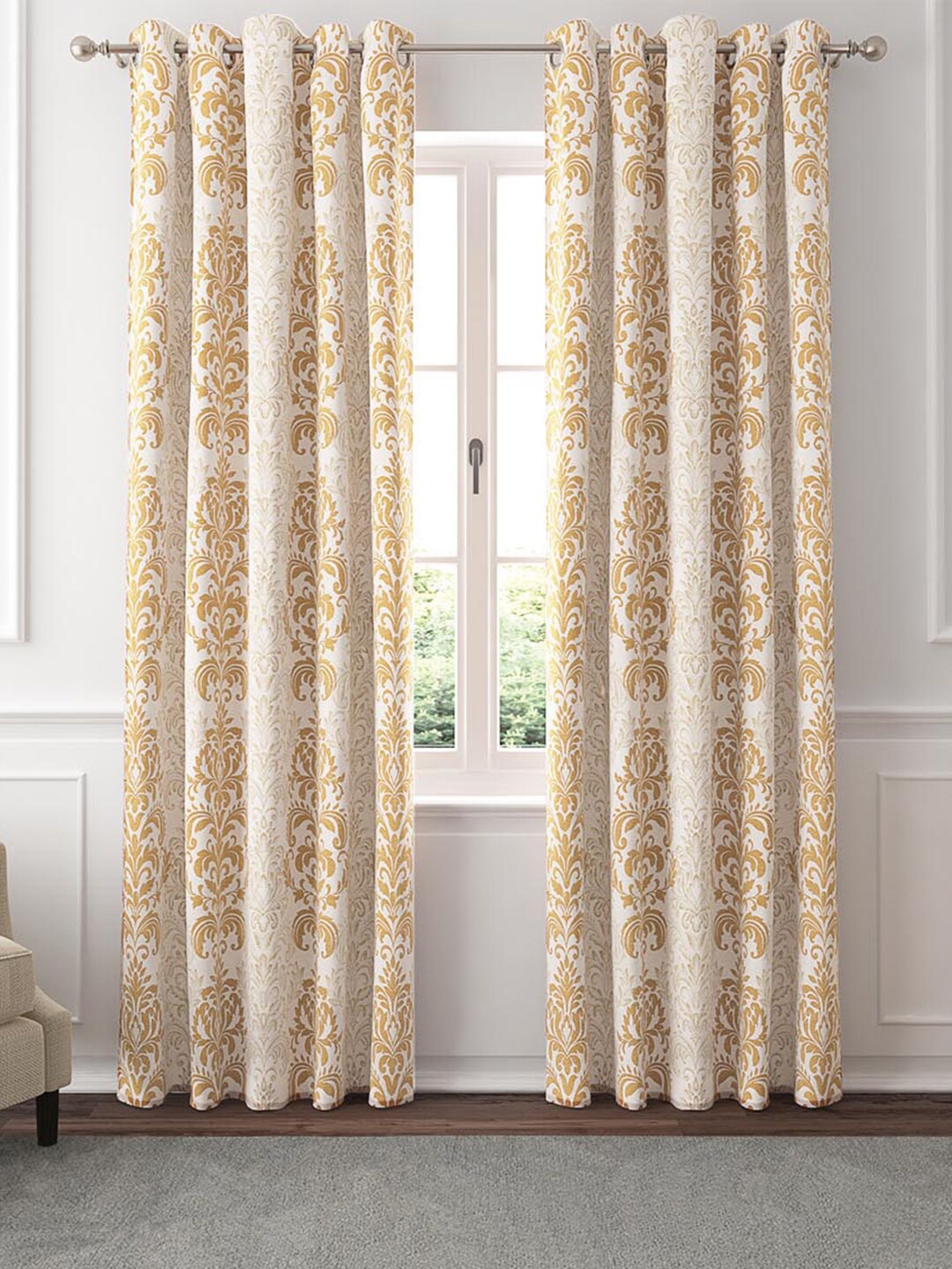 

GM Cream-Coloured & Tan 2 Pcs Ethnic Motifs Printed Room Darkening Door Curtains