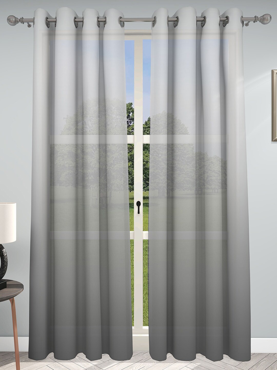 

GM Ombre Sheer Grey 2 Pieces Door Curtains