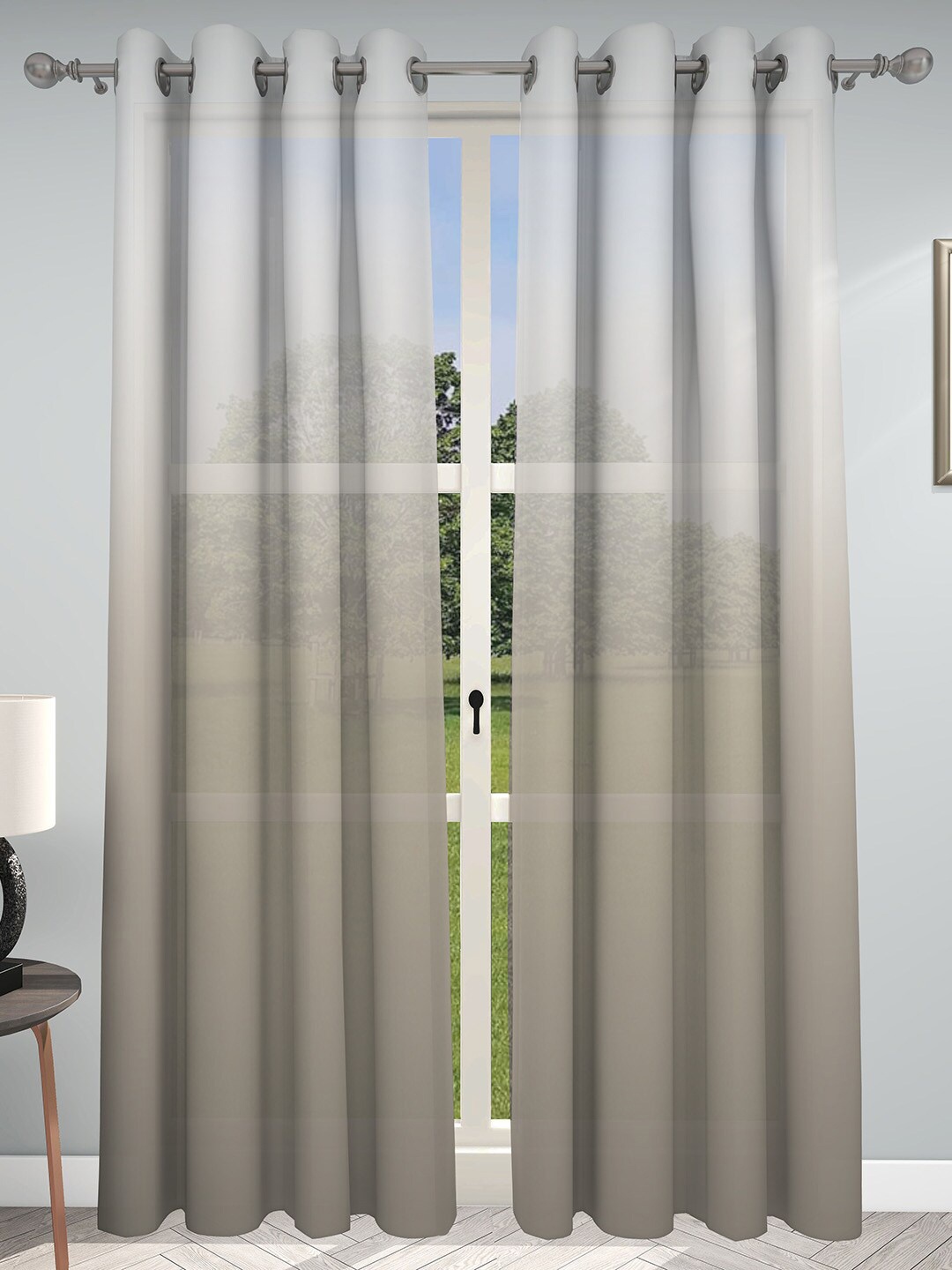 

GM Set of 2 Grey Colourblocked Sheer Door Curtain