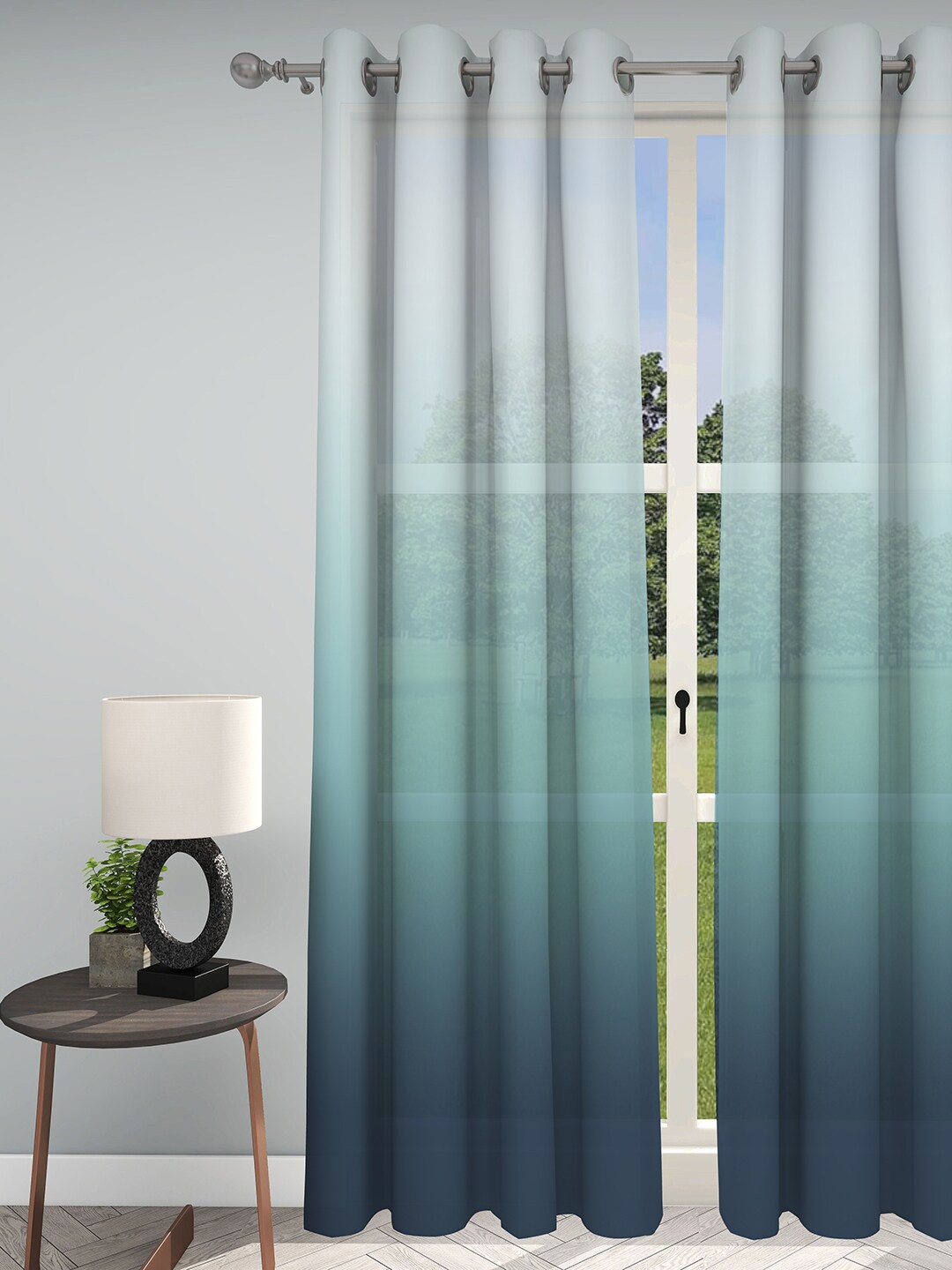 

GM Colourblocked Sheer Door Curtain, Blue
