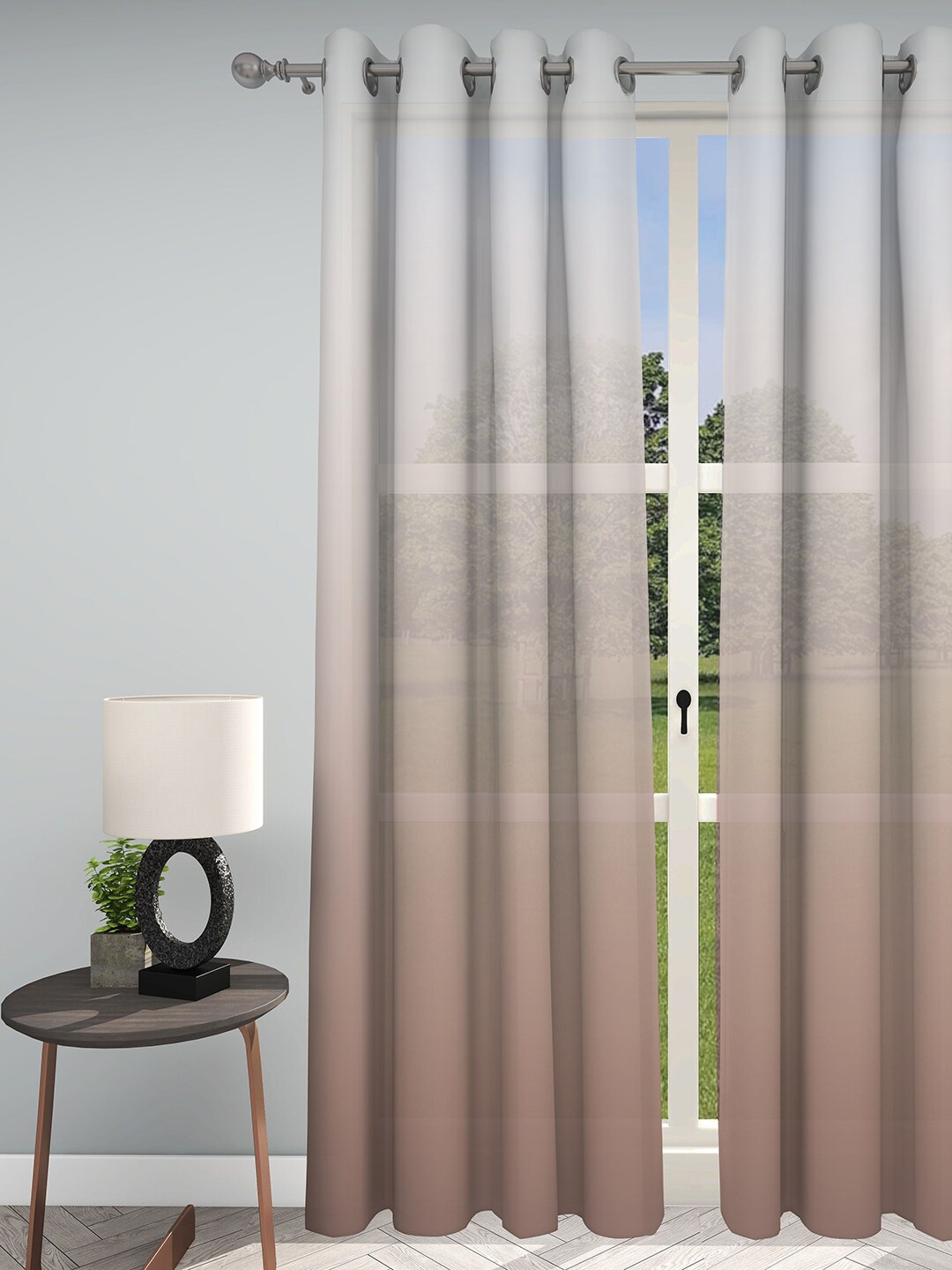 

GM Colourblocked Sheer Door Curtain, Peach