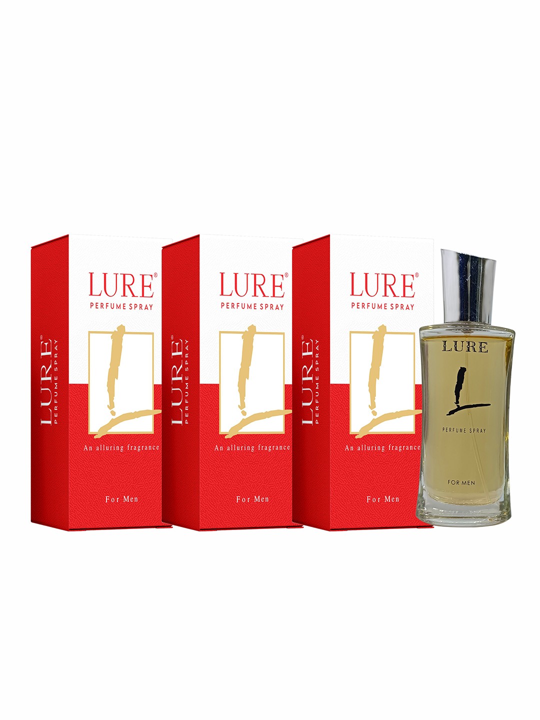 

LURE Men Set Of 3 Perfume Sprays - 50 ml Each, Red