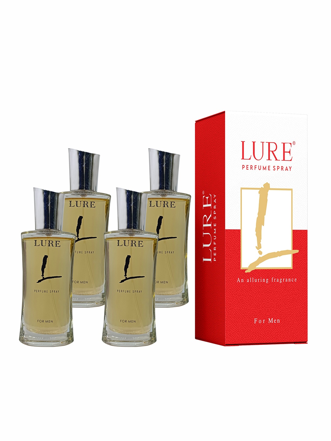 

LURE Men Set Of 4 Perfume Sprays - 50 ml Each, Transparent