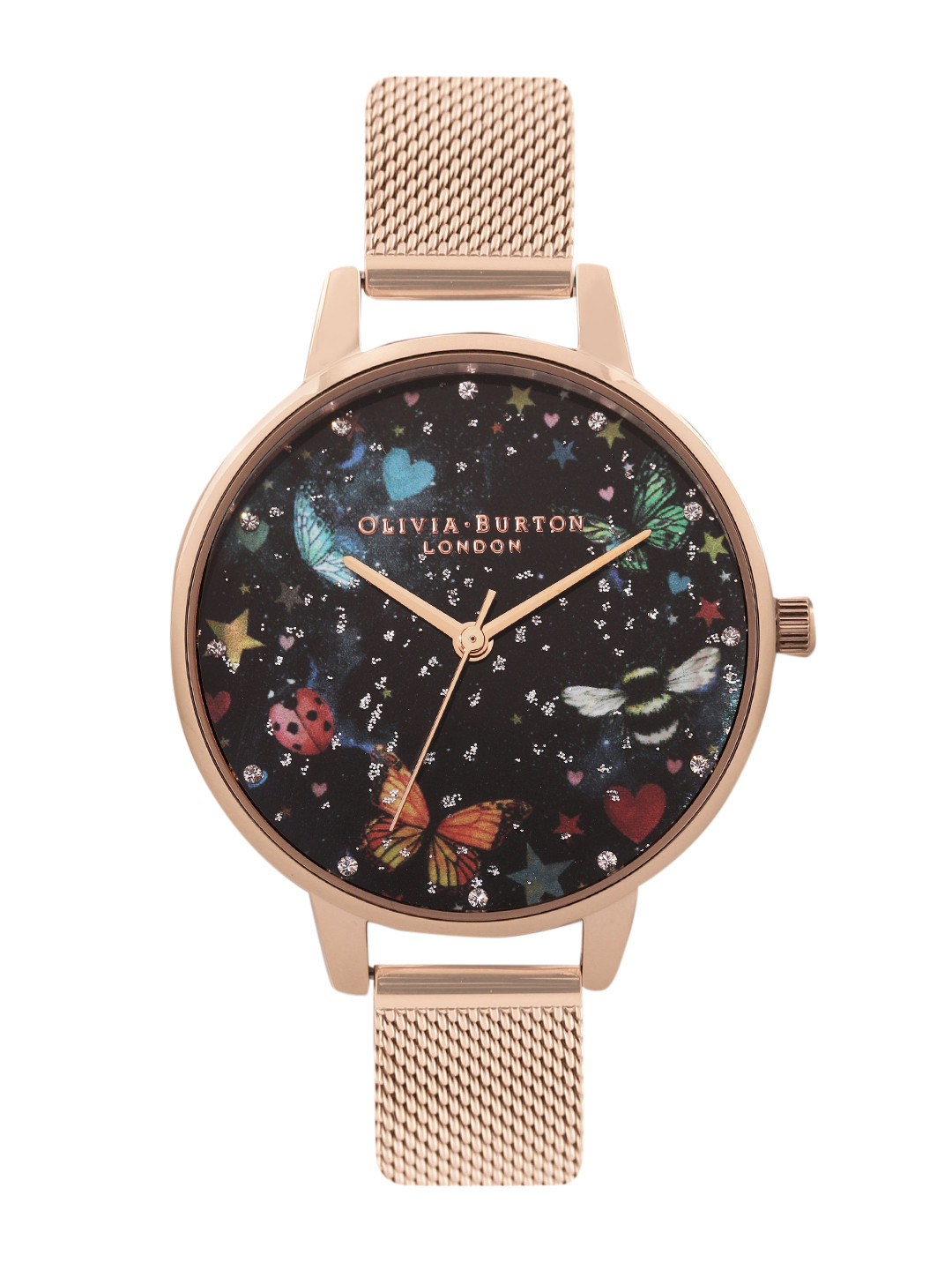 

Olivia Burton Women Printed & Embellished Dial Stainless Steel Watch OB16WG90, Black