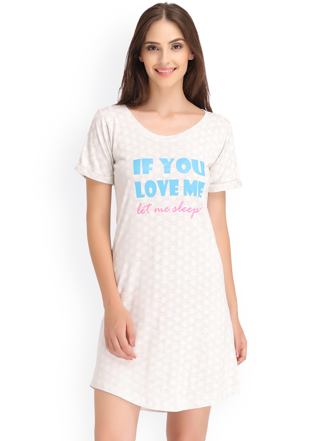 

Clovia White Printed Nightdress