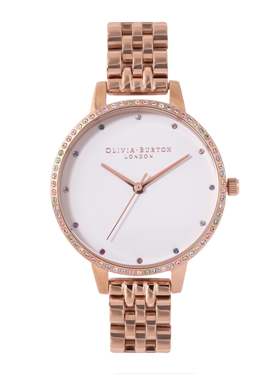 

Olivia Burton Women Rainbow Embellished Stainless Steel Analogue Watch OB16FB13, White