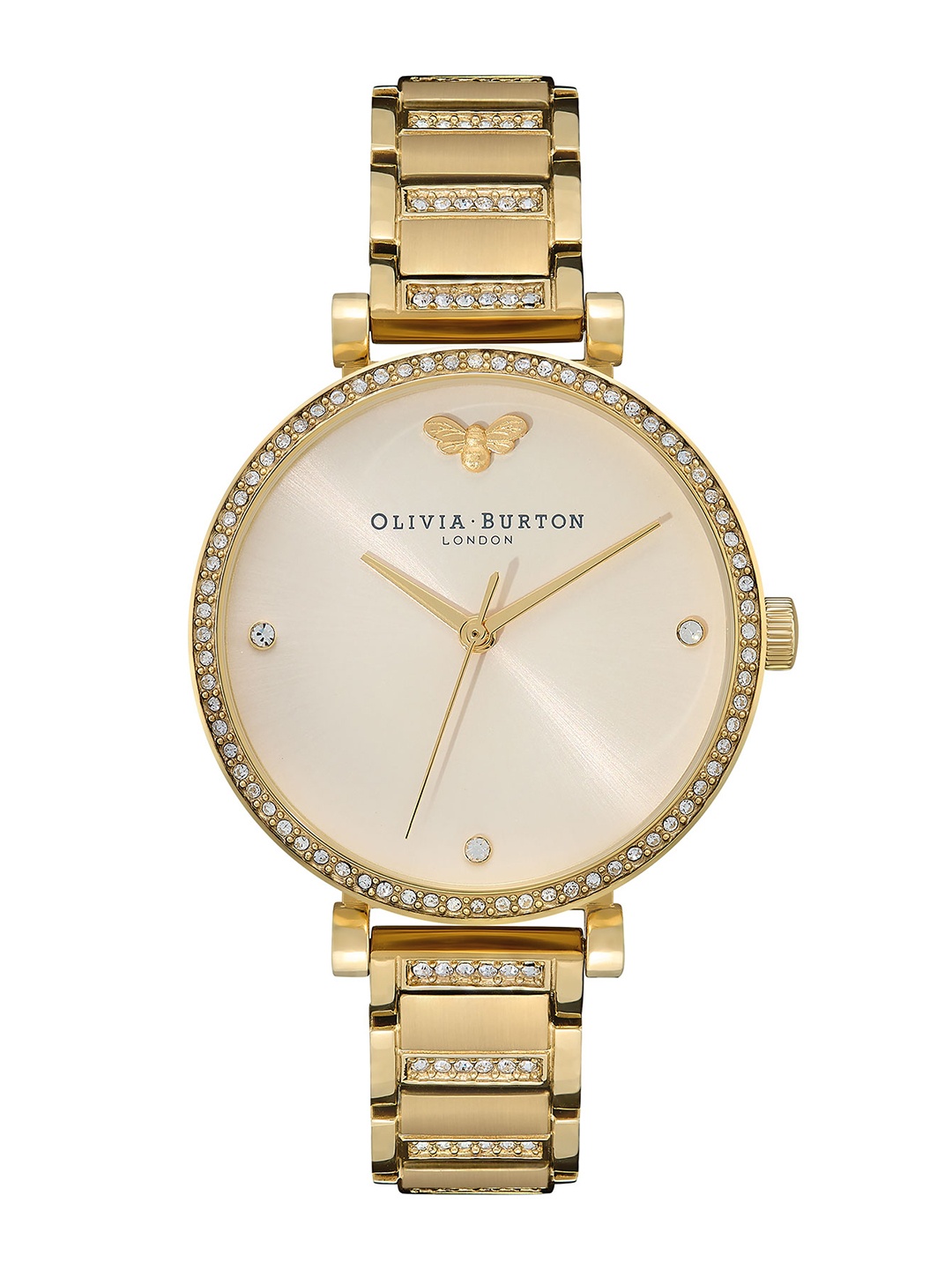 

Olivia Burton Women Embellished Stainless Steel Bracelet Style Strap Watch 24000002, Nude