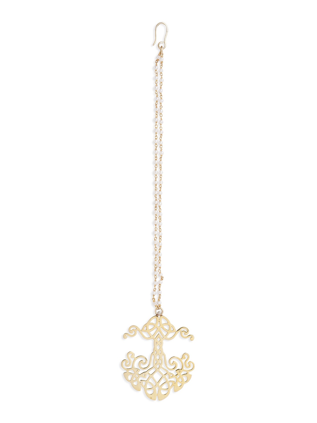 

ahilya 92.5 Sterling Silver Gold-Plated Beaded Maang Tikka, White