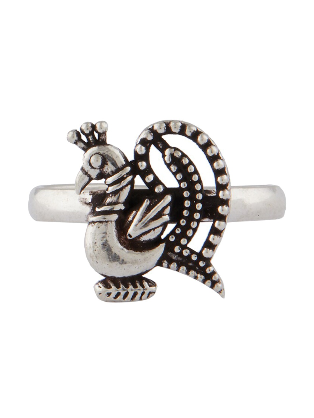 

ahilya 92.5 Sterling Silver-Plated Peacock Shaped Toe Ring