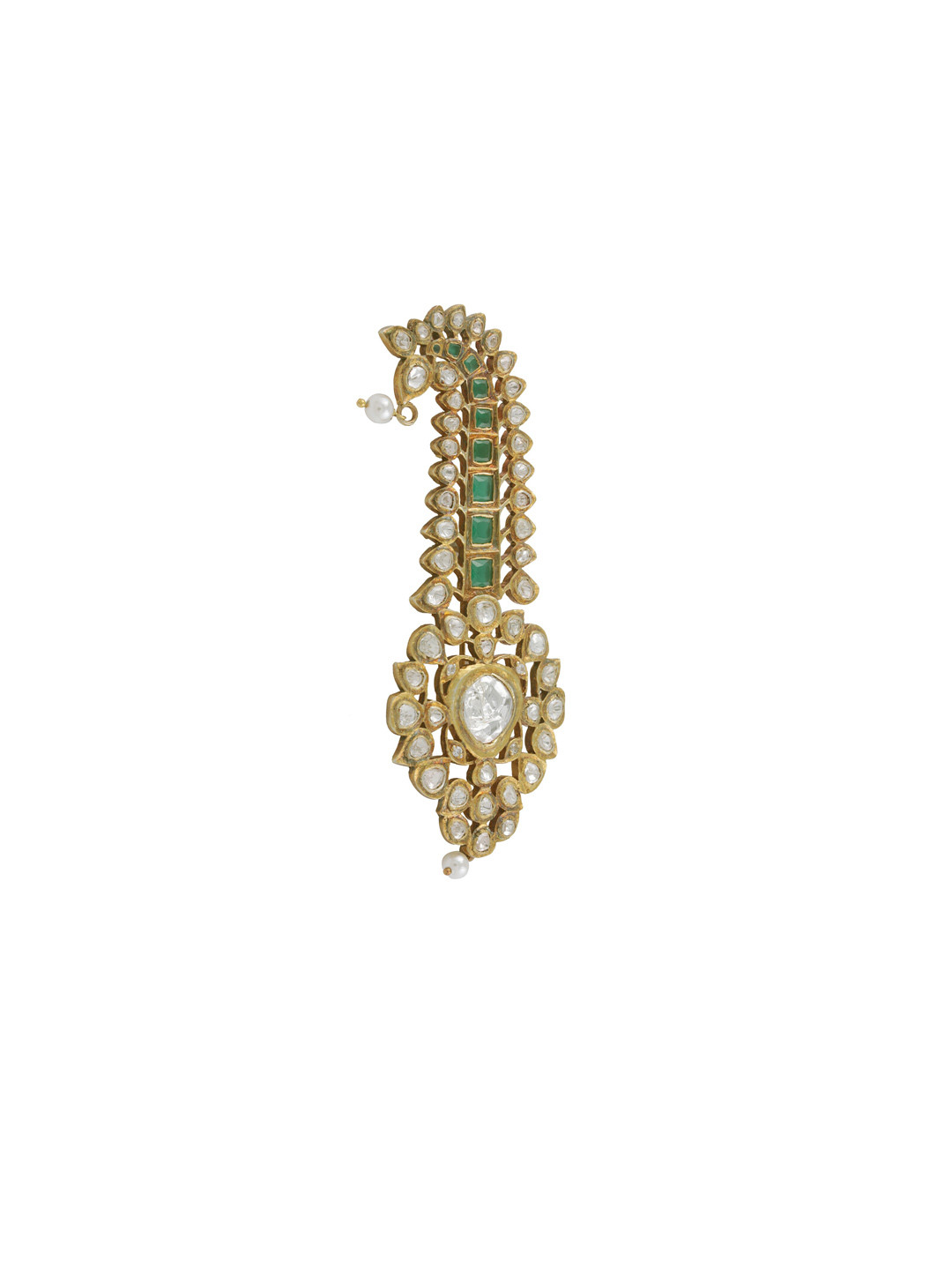 

ahilya 92.5 Sterling Silver Stone Studded Keri Paisley Brooch, Gold
