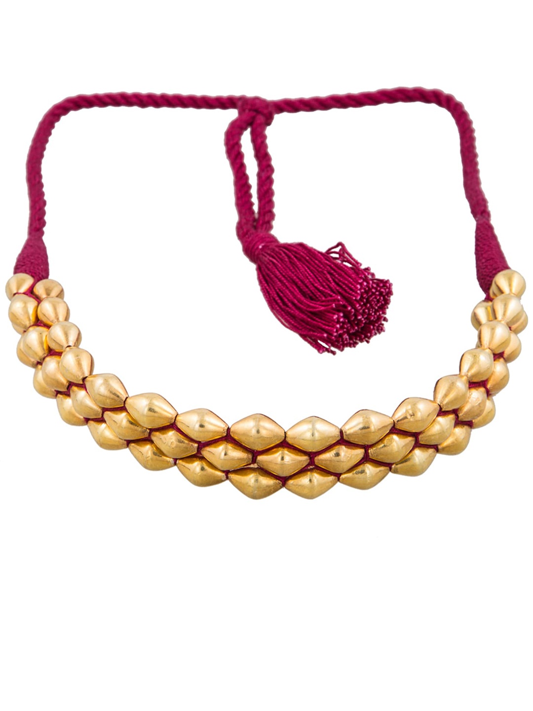 

ahilya 24 K Gold-Plated 92.5 Sterling Silver Jewellery Set, Red
