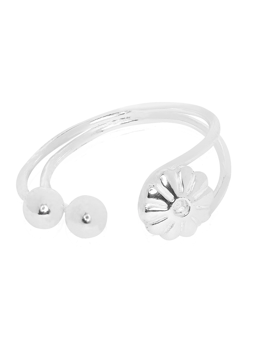 

ahilya 92.5 Sterling Silver-Plated Flower Bud Toe Rings