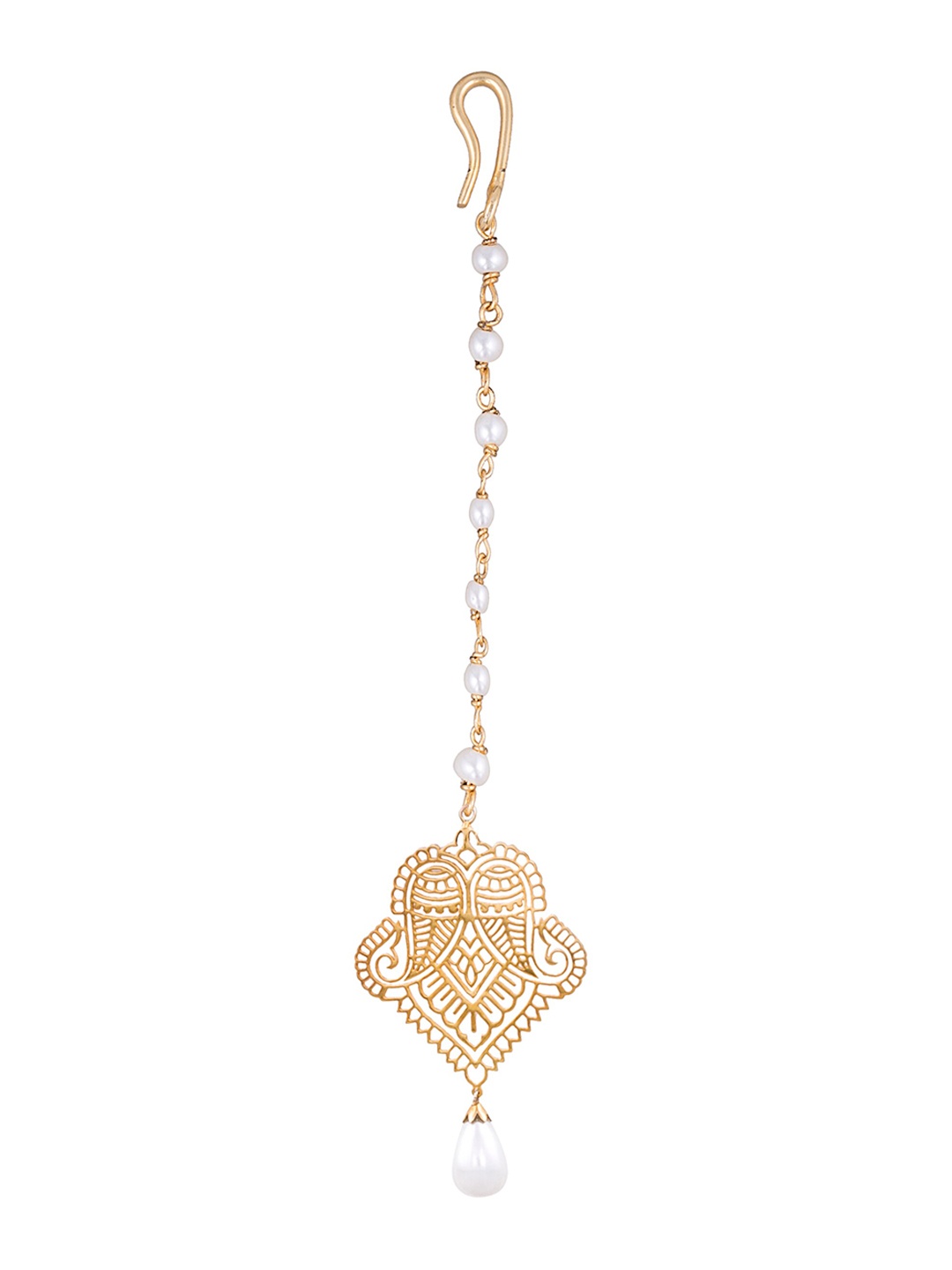 

ahilya 92.5 Sterling Silver 24K Gold-Plated Beaded Maang Tikka, White